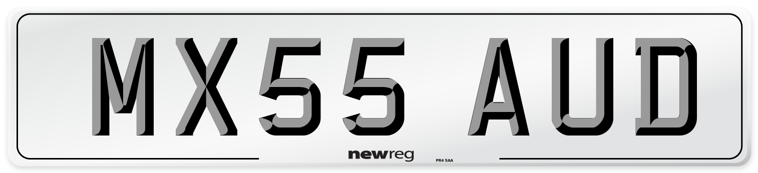 MX55 AUD Number Plate from New Reg